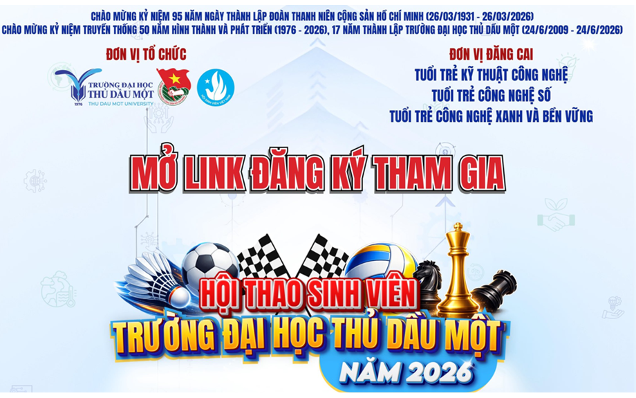 Khởi động Hội thao Sinh viên 2026: Sinh viên Trường Đại học Thủ Dầu Một sẵn sàng tranh tài